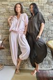 Basso Button Drape Cap Sleeve Shirt Chocolate